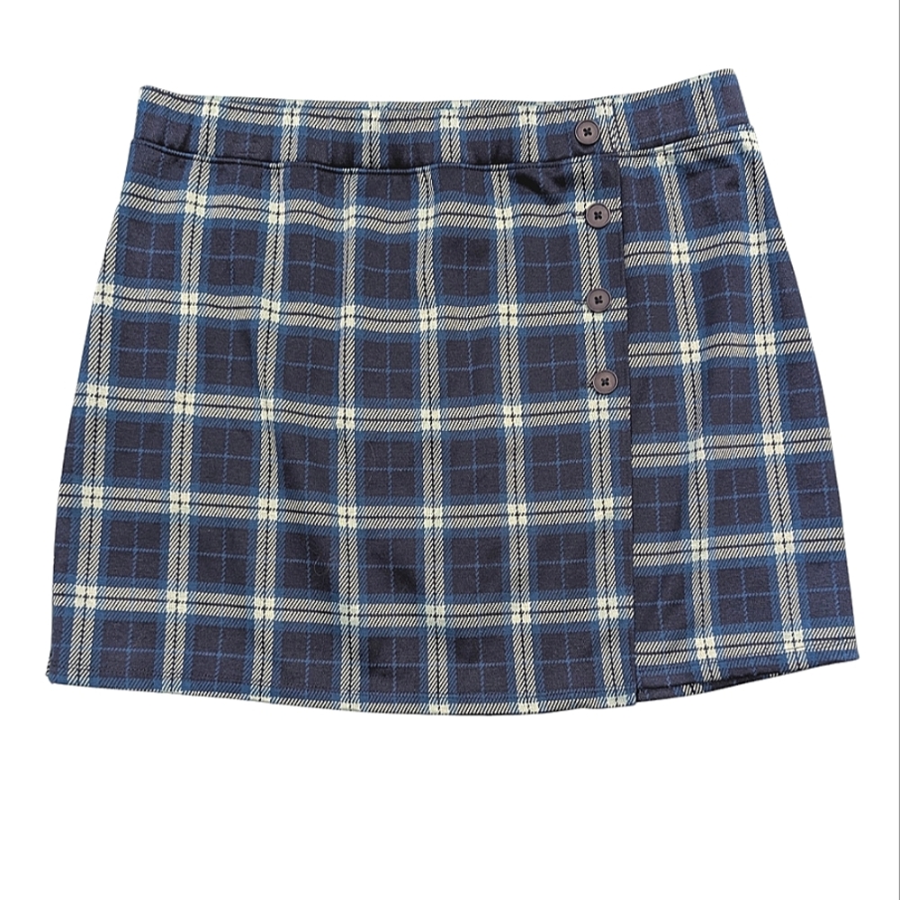 Blue Plaid Mini Skirt XL